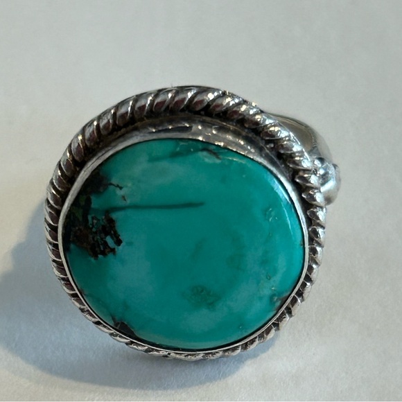 Sterling Silver 925 Turquoise ring Native American vintage Turquoise ring Size 6 - Picture 5 of 8